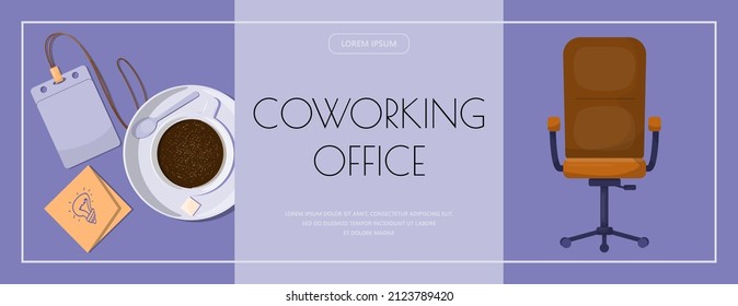 Flat vector banner template for office, business solutions, startup, time management, planning and strategy. Modern cartoon illustration concepts for website, office work, freelance, distance work