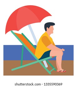 Flat vector of beach illustration 