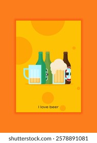 Flat vector beer poster for design