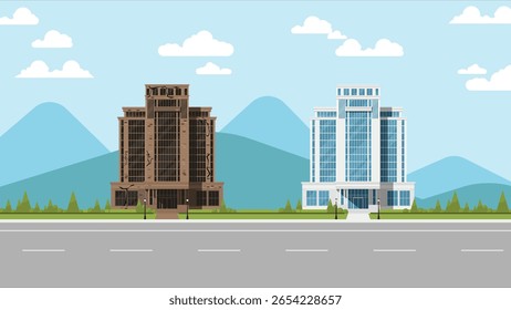 vetor plano de antes velho quebrado e depois renovado novo edifício, virando conceito de casa