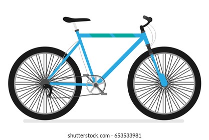 Flat vector bicycle isolated on white background