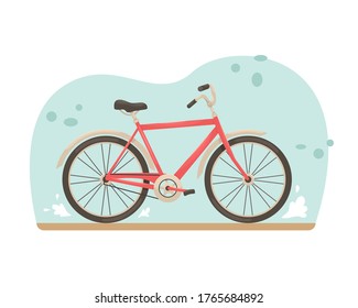 Flat vector bike in retro style. Means of transportation.