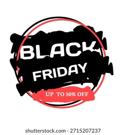 Ilustración de venta de Black Friday de Vector plano con tipografía atrevida y Elementos de salpicaduras de pintura negra para Anuncios promocionales.