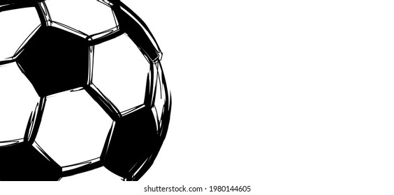 Flat vector black grunge soccer ball. Grungy football. 2020, 2021  Cartoon sport EK, WK pictogram Sports game cup. 