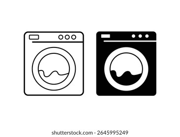 Flat vector black and white washing machine