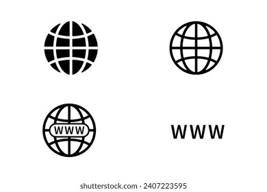 flat vector black WWW icons set website isolated on white
