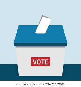 Flat Vector Blue Election Ballot Box