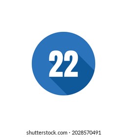 Flat Vector Blue Icon Number 22