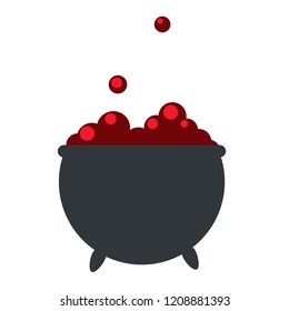 Flat vector of a boiler of a witch with a red potion.