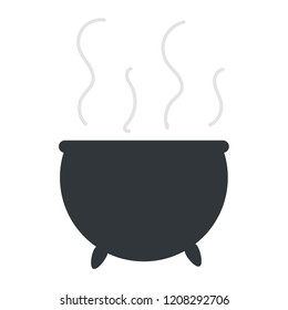 Flat vector of a boiler of a witch steaming.