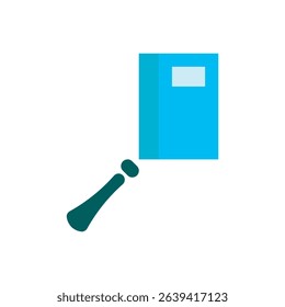 Flat vector of book under magnifier, ideal for education, online dictionaries, and language learning.