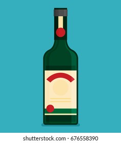 Flat vector bottle with alcohol icon