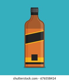 Flat vector bottle with alcohol icon