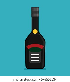 Flat vector bottle with alcohol icon