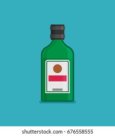 Flat vector bottle with alcohol icon