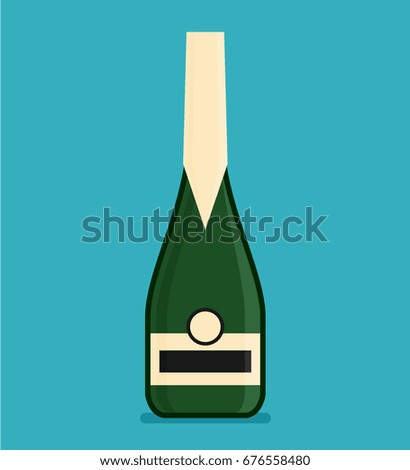 Flat vector bottle with alcohol icon