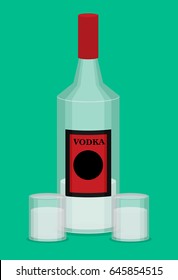 Flat vector bottle of vodka colorful illustation.