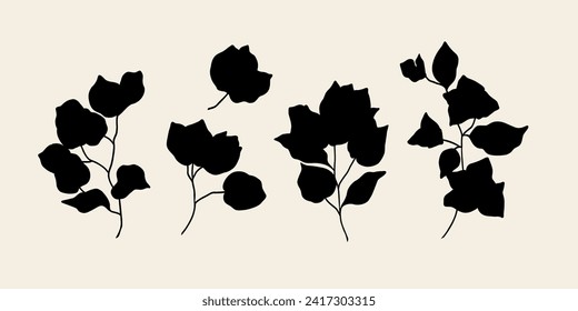 Flat vector bougainvillea flower collection svg