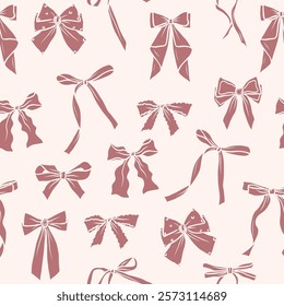 Flat vector bows background. Whimsical seamless pattern