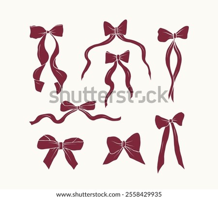 Flat vector bows collection. Whimsical illustration