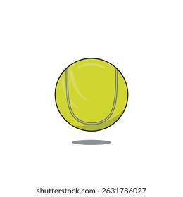 Flat vector of a bright green tennis ball with clean outlines, perfect for sports graphics, game tutorials, and equipment icons.
