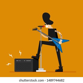 Flat vector brutal cartoon rocker