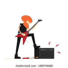 Flat vector brutal cartoon rocker