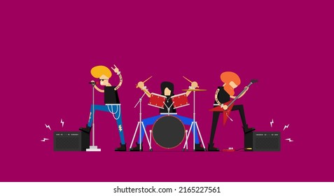 Flat vector brutal cartoon rocker