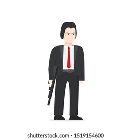 Flat vector brutal killer isolated on white background