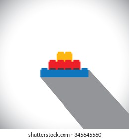 flat vector of building blocks arranged as steps - vector icon. this vector graphic can represent logo, leisure activity, construction concepts, kids concepts, learning & education, etc