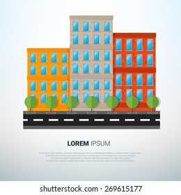 Flat vector buildings. City icon
