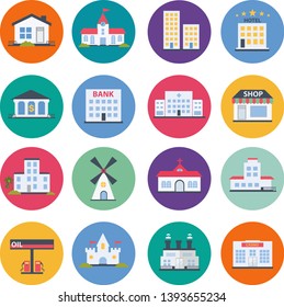 flat vector buildings icon set