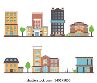 Flat vector buildings set