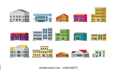 Flat vector buildings set for web and design