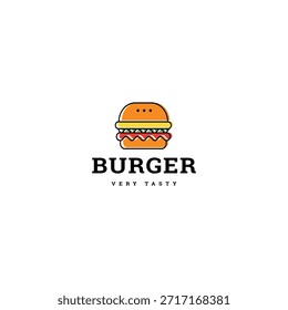 Plantilla de ilustración de logotipo de hamburguesa de Vector plano