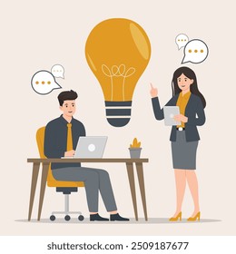 Flacher Vektor Business Brainstorming Konzept Illustration
