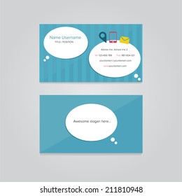Flat Vector business card for business man / blue vector business card