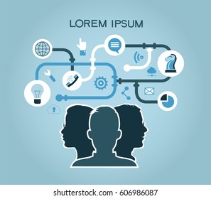 flat vector business communication and  connection  business concept