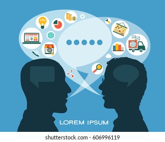 flat vector business communication and  connection  business concept. The file is saved in the version AI10 EPS. This image contains transparency. 
