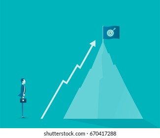 flat vector business man going to target concept