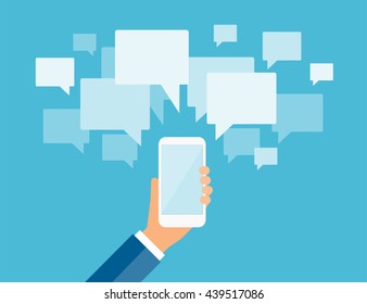 flat vector business mobile communication and social connection concept