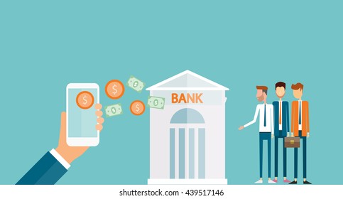 flat vector business money transfer   and e payment  on mobile e banking concept