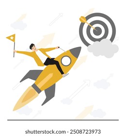 Flat vector business objective, goal or target concept illustrator
