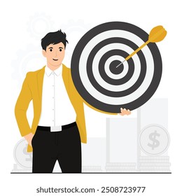 Flat vector business objective, goal or target concept illustrator
