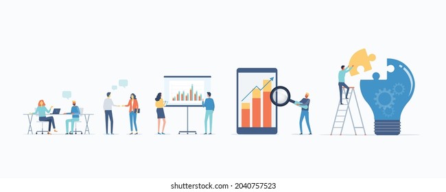 flat vector business people team working meeting and set cartoon character design for web design and mobile application concept	