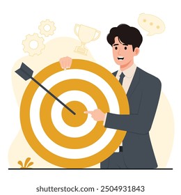 Flat vector business target objective, goal or target concept illustrator 