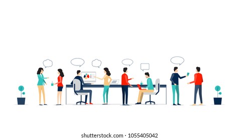 flat vector business team working collaboration and group business meeting concept
