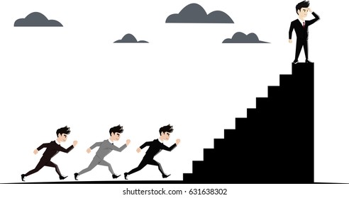 flat vector for business vision concept and business man standing on graph growth with group people business concept