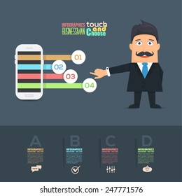 Flat Vector Businessman Presentation Infographics Elements Design