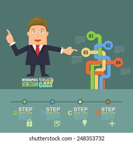 Flat Vector Businessman Presentation Infographics Complex Arrow Elements Design
